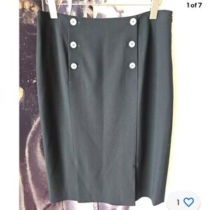 ESCADA Womens Blue Wool Straight Pencil Skirt w/ Sailor Buttons‎ Size 40